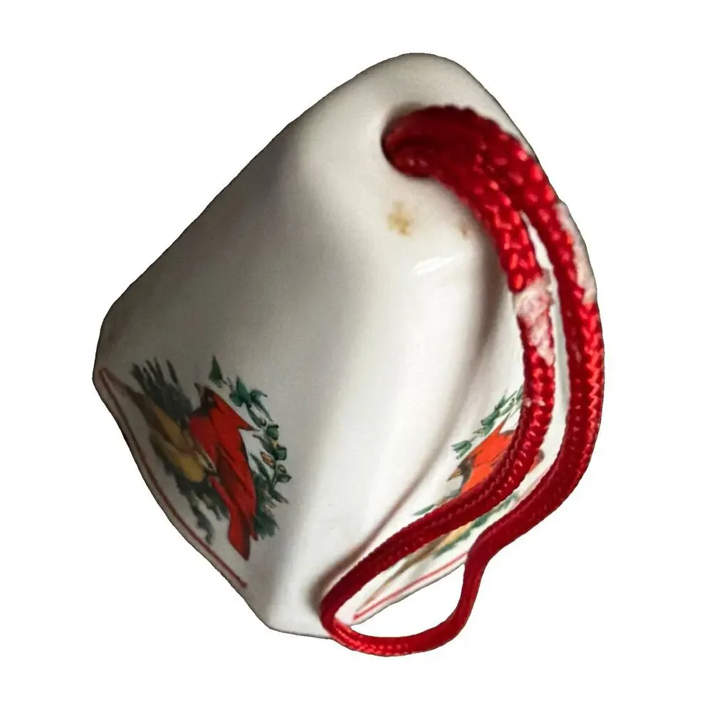 Vintage Ceramic Christmas Ornament Cardinal Birds Potpourri Fragrance Holder